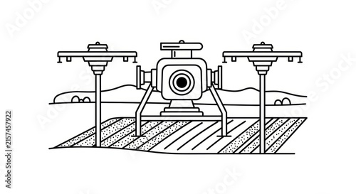 Fotografie Camera on tripod for outdoor photography.