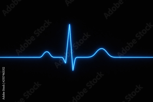 Glowing heartbeat waveform on dark medical monitor