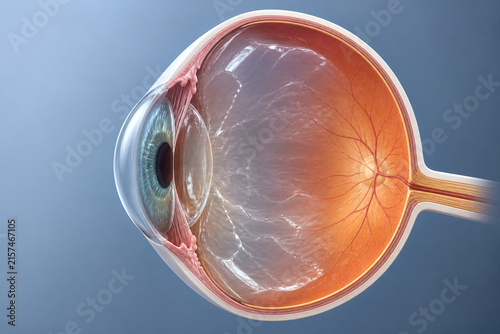 Vitreous body and retina inside human eye