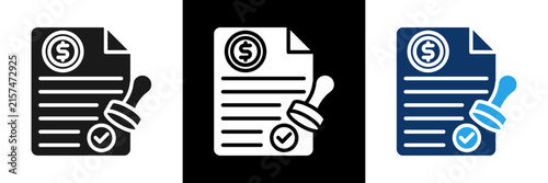Budget Approval Icon Set Glyph Vector Illustration