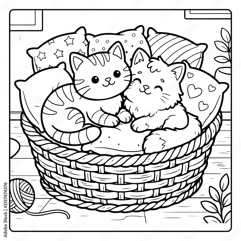 Fototapeta premium Cozy Friends Mini Coloring Pages For Adults And Kids