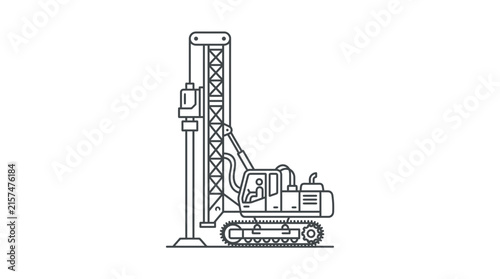 Outline Icon of a Crawler Pile Driver Construction Machine