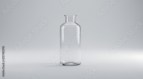 Empty Clear Glass Bottle Mockup Isolated on White Background for Cosmetic or Pharmaceutical Use