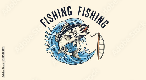 A vintage illustration of a fish jumping out of water