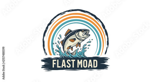 A vintage style illustration of a fish jumping from the water