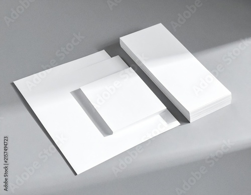 Minimal Blank Paper Stationery Branding Mockup with Soft Shadows