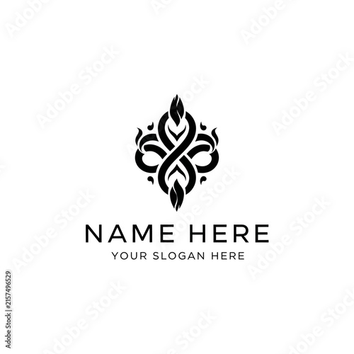 Elegant Ornament Logo Design, Decorative Floral Emblem, Isolated