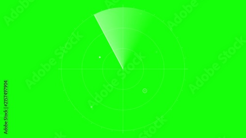 Digital radar scan rotating screen interface green background a circular