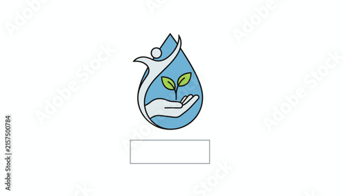 Eco human water preservation logo representing environmental protection, ecological agriculture, and water resource saving.