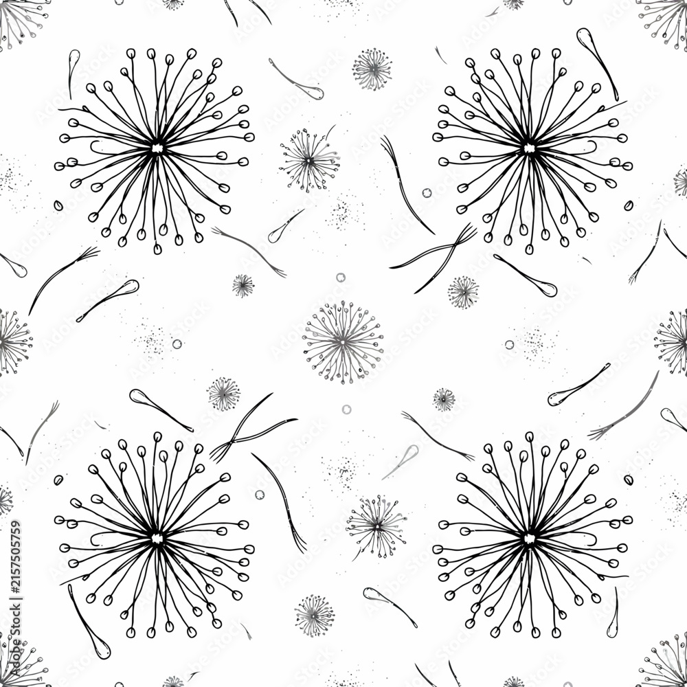 Obraz premium Minimalist botanical seed pattern in black and white