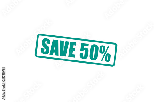 Bild auf Leinwand Bright neon green save fifty percent sign on black background