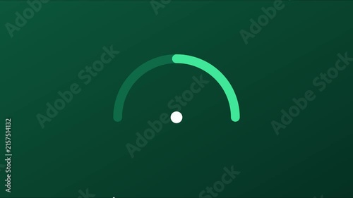 Minimalist green loading progress bar animation with rotating gauge needle for ui 4k