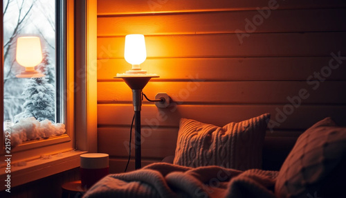 Warm peaceful house with glowing light