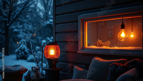 Warm peaceful house with glowing light