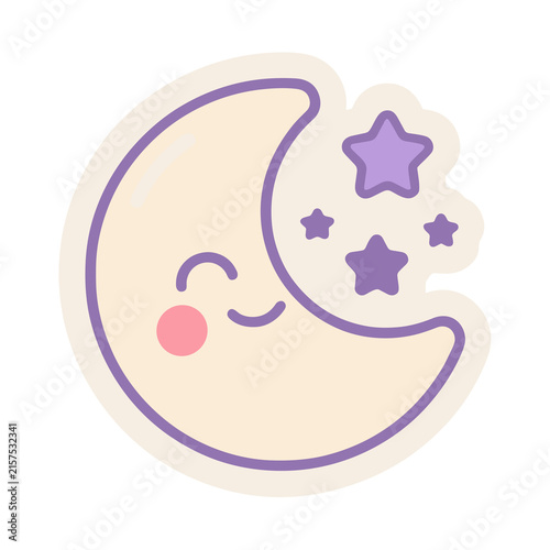 Cute sleeping moon and stars illustration