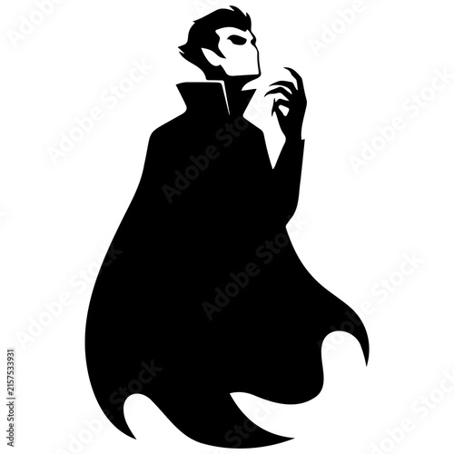 Photography Vampire count silhouette black vector isolated on white for horror themed graphic design