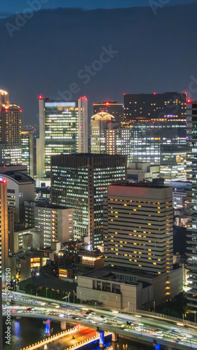 Quadro su tela 超高層ビル群の窓明かりが美しい都市の近代夜景