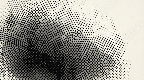 Bild auf Leinwand Black and white halftone dot texture background with gradient pattern