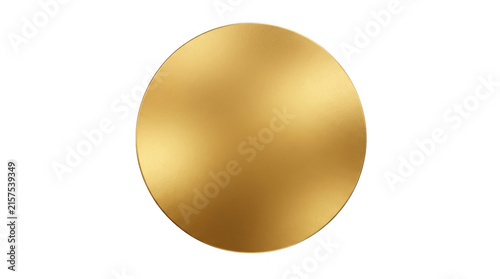 Shiny gold circle icon with a metallic texture and radial gradient isolated on transparent background