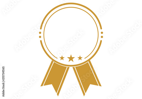 фотографія Golden award ribbon with three stars representing quality achievement and recogn