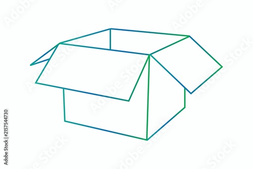 Open cardboard box with lid lifted isolated on white background
