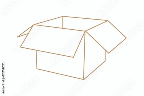 Open cardboard box illustration isolated on white background