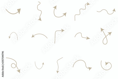 Set of simple arrow path icons with directions isolated on white background