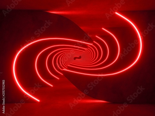 red modern lighting tunnel space, 3d rendering sci-fi concept