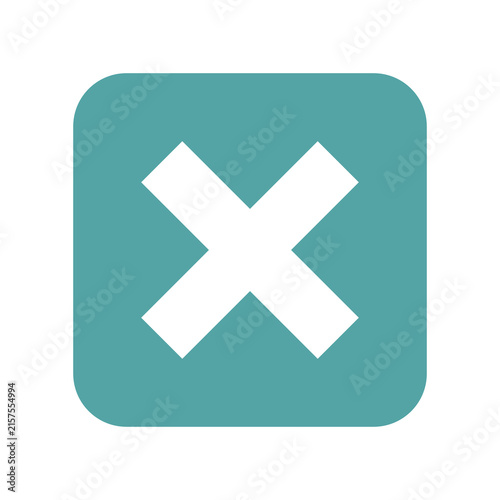 Obraz na płótnie Teal Close X Square UI Button Icon Transparent PNG