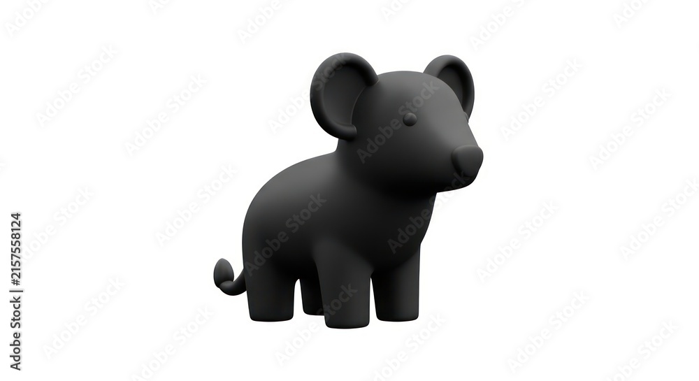 Naklejka premium Black Elephant Figurine Isolated White Background.
