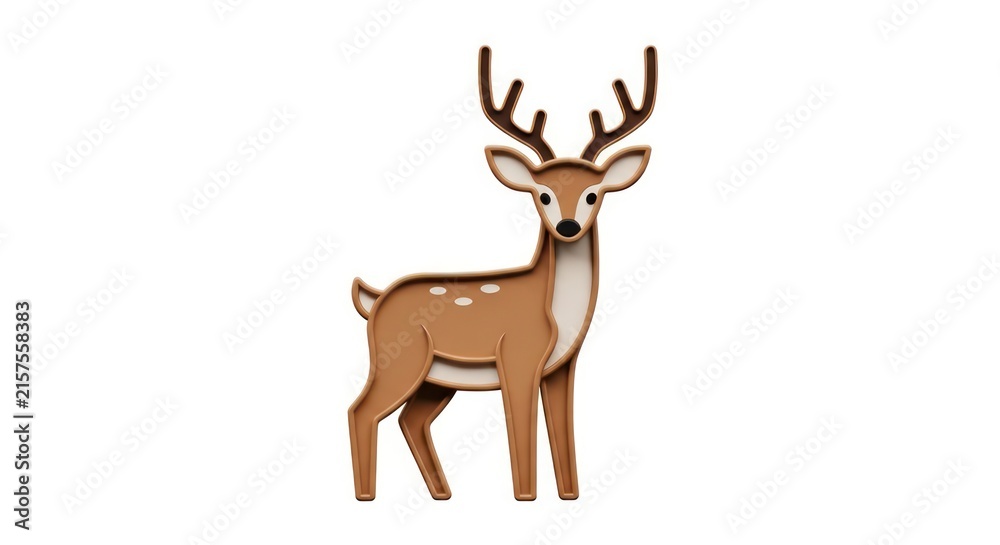 Obraz premium Brown deer standing on white background.