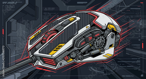 Futuristic Gaming Mouse with Exposed Internal Mechanics