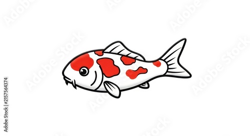 Colorful Koi Fish Swimming Horizontally.