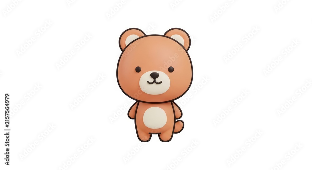 Fototapeta premium Cute cartoon brown bear standing.