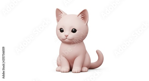Cute white kitten sitting alone.