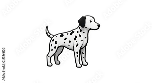 Dalmatian dog standing in profile view.