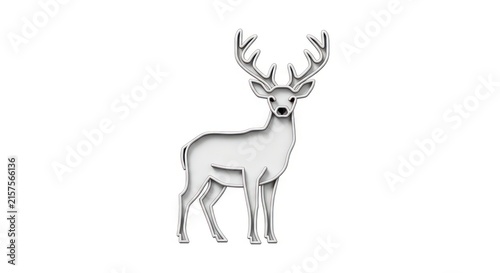 Deer with large antlers standing still.