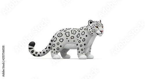 Decorative snow leopard figurine standing.