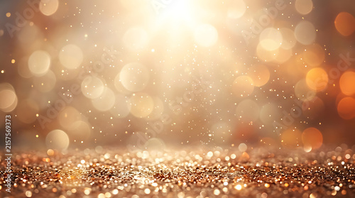 Magical Golden Sparkle Background with Radiant Light and Bokeh, Creating a Luxurious and Celebratory Ambiance