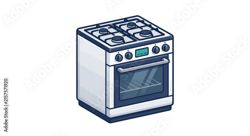 3D Isometric Kitchen Stove Isolated on Transparent Background
