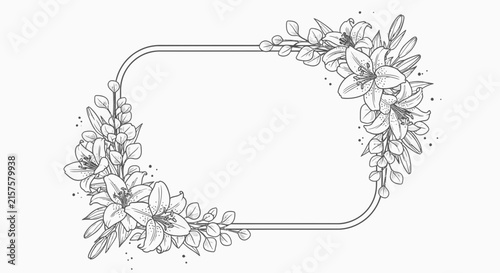Hand drawn floral frame design with botanical elements for text and decoration