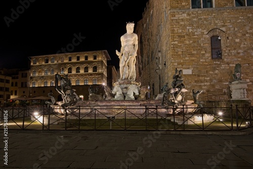 Street view at night in Florence Italy