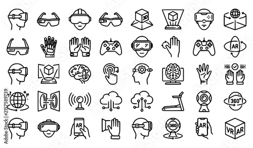 Canvastavla Collection of virtual reality augmented reality and metaverse technology outline