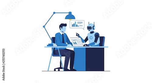 Concept of human and ai collaboration in office