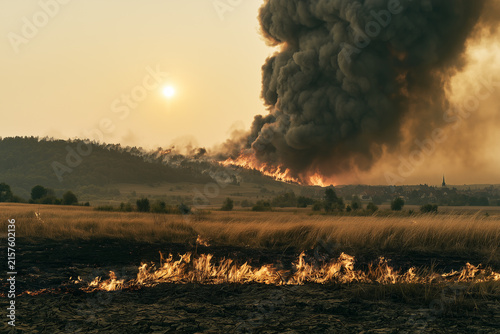 Generative AI - Severe wildfires in forests in Europe, Central Europe landscape