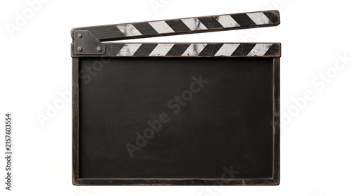 clapperboard movie film director slate cinema action scene take hollywood video media entertainment board wood wooden black white stripes striped props on transparent background