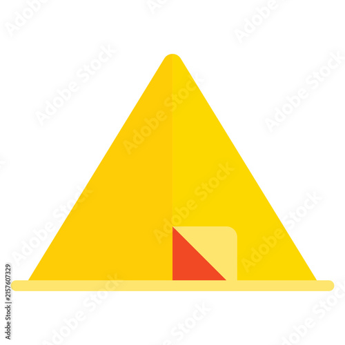 A flat design illustration of a yellow pyramid featuring a red corner. Ideal for educational materials or design projects.