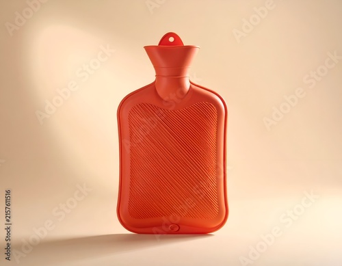 Classic red hot water bottle for home health.