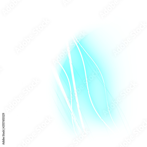 Abstract 3d form with flowing white and bright cyan featuring delicate lines and a sense of movement against a black background, futuristic or artistic concepts