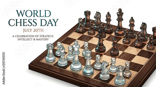World Chess Day July 20th Celebration Poster Graphic.